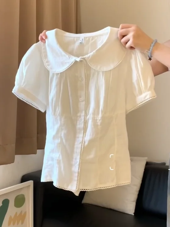 Loose Fit Sweet Sle White Doll Collar ort Sve Women's irt Summer Faion Small Size Top Comfortable Lazy Feeling
Loose Fit Sweet Sle White Doll Collar ort Sve Women's irt Summer Faion Small Size Top Comfortable Lazy Feeling