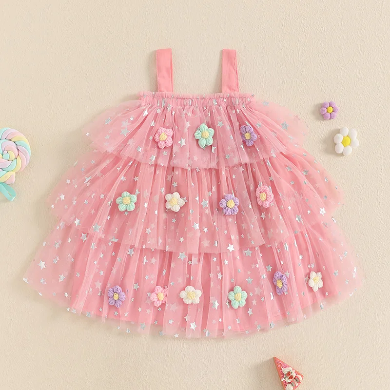Kids Girls Sequins Star Sleeveless Layered Tulle Casual Dress Fashion Toddler Summer Mesh Dress With 3D Flower
Kids Girls Sequins Star Sleeveless Layered Tulle Casual Dress Fashion Toddler Summer Mesh Dress With 3D Flower