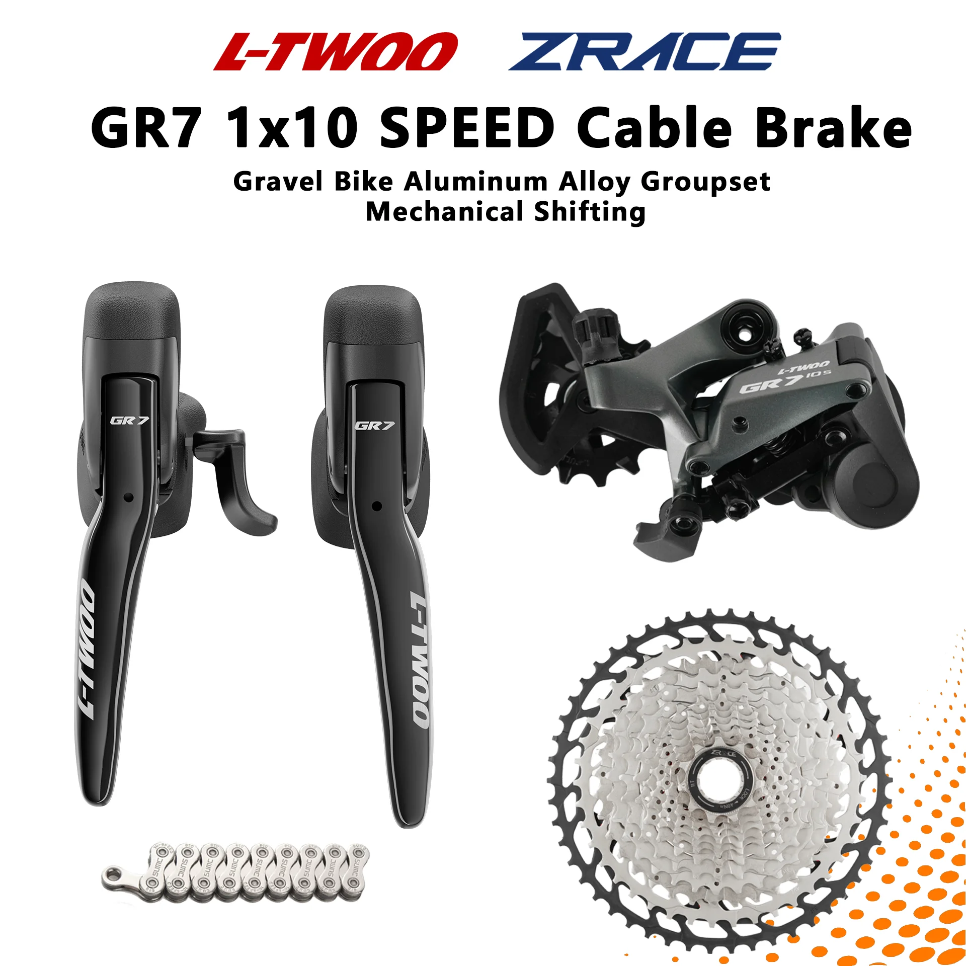 LTWOO GR7 1x10 Speed Cable Brake Mechanical Gravel Bike Groupset Left Right Shifter Rear Derailleur ZRACE Cassette Chain
LTWOO GR7 1x10 Speed Cable Brake Mechanical Gravel Bike Groupset Left Right Shifter Rear Derailleur ZRACE Cassette Chain
