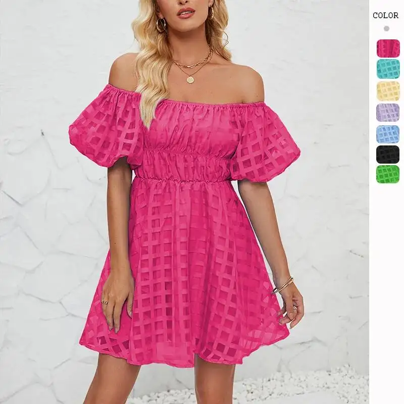 Women's Off-shoulder Puff Sleeve Ruched High-waisted Summer Mini Dress With Lining
Women's Off-shoulder Puff Sleeve Ruched High-waisted Summer Mini Dress With Lining