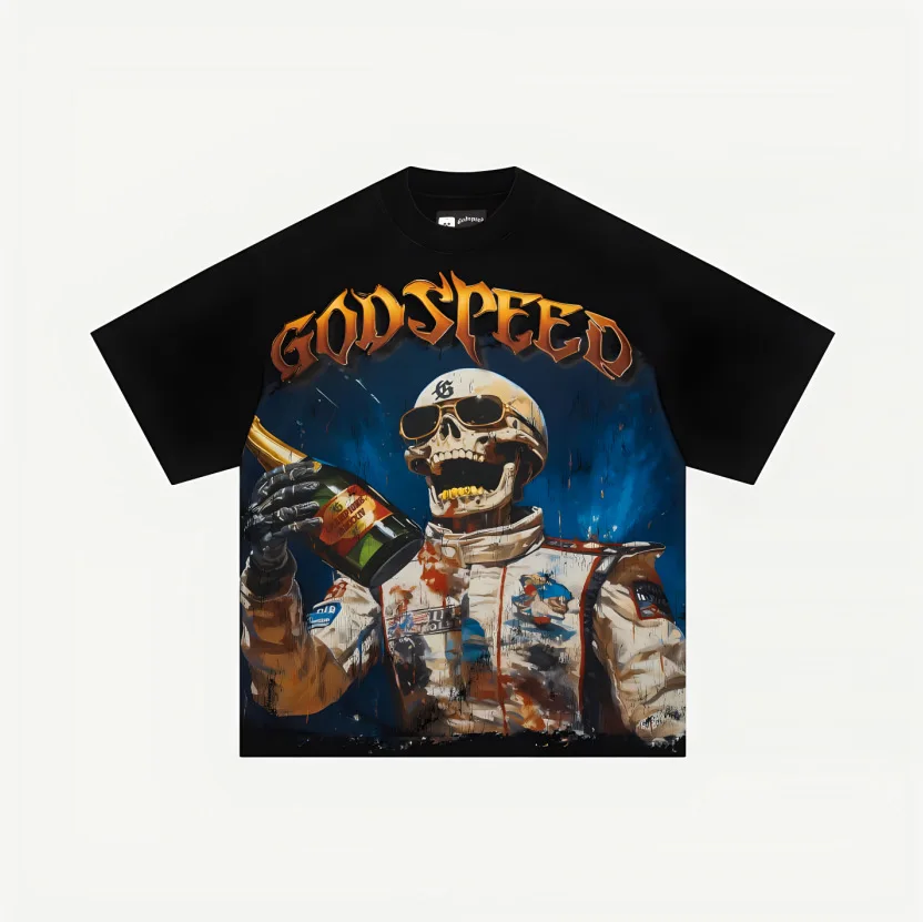 GOD SPEED T-shirt Vintage Do Old Crewneck Short Sleeve Hip Hop Skull Motorcycle Print Summer Loose Cotton Godspeed Top Clothes
GOD SPEED T-shirt Vintage Do Old Crewneck Short Sleeve Hip Hop Skull Motorcycle Print Summer Loose Cotton Godspeed Top Clothes