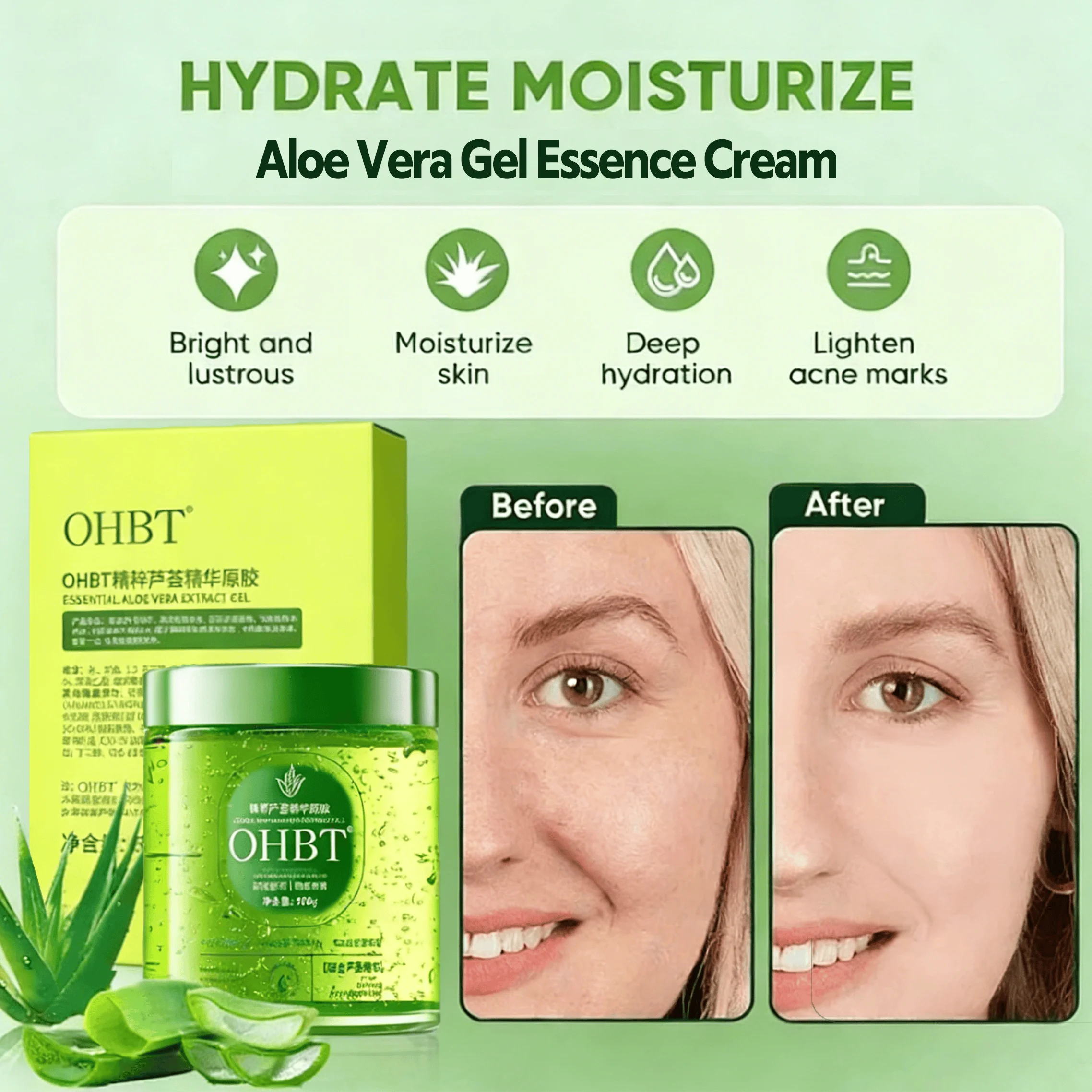 Гель с алоэ OHBT для восстановления кожи после прыщей, осветляющий, глубоко увлажняющий, успокаивающий, восстанавливающий после загара, 500 г, большой объем
Гель с алоэ OHBT для восстановления кожи после прыщей, осветляющий, глубоко увлажняющий, успокаивающий, восстанавливающий после загара, 500 г, большой объем