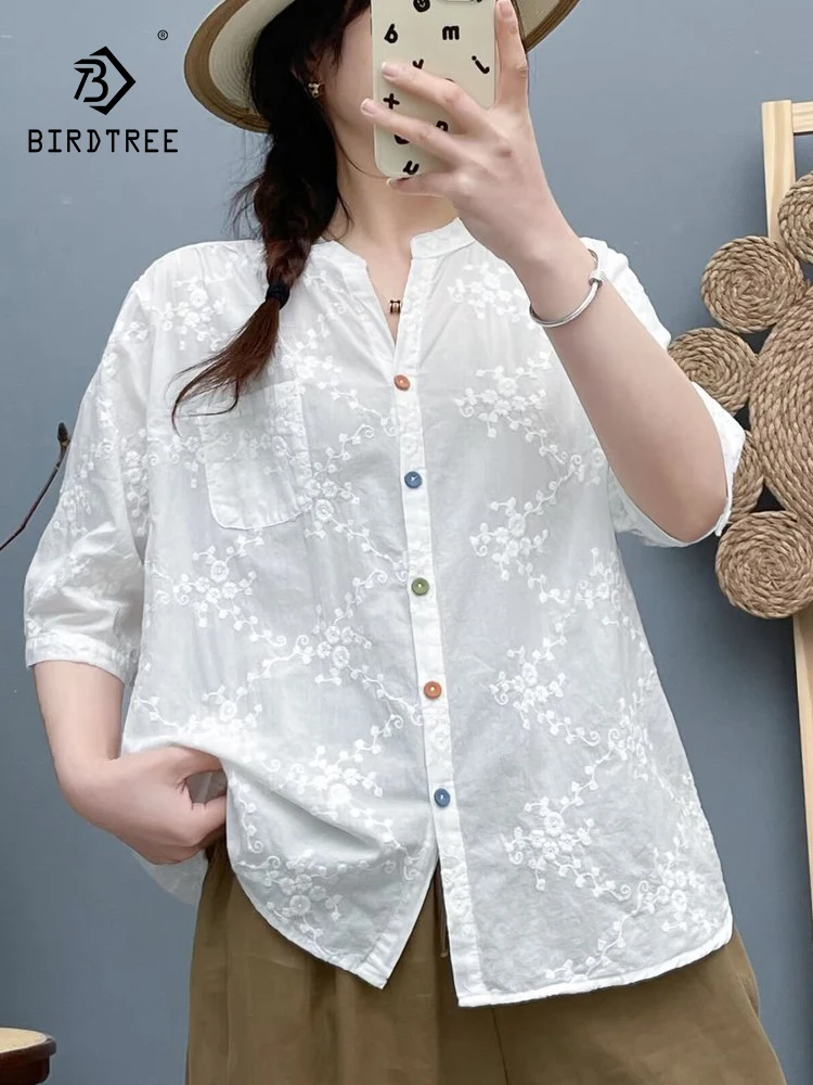 New 2026 Summer Women Cotton Half Sleeve Shirt, V Neck Embroidery, Mori Girl Colorful Buttons Casual Thin Loose Blouse T66520CC
New 2026 Summer Women Cotton Half Sleeve Shirt, V Neck Embroidery, Mori Girl Colorful Buttons Casual Thin Loose Blouse T66520CC