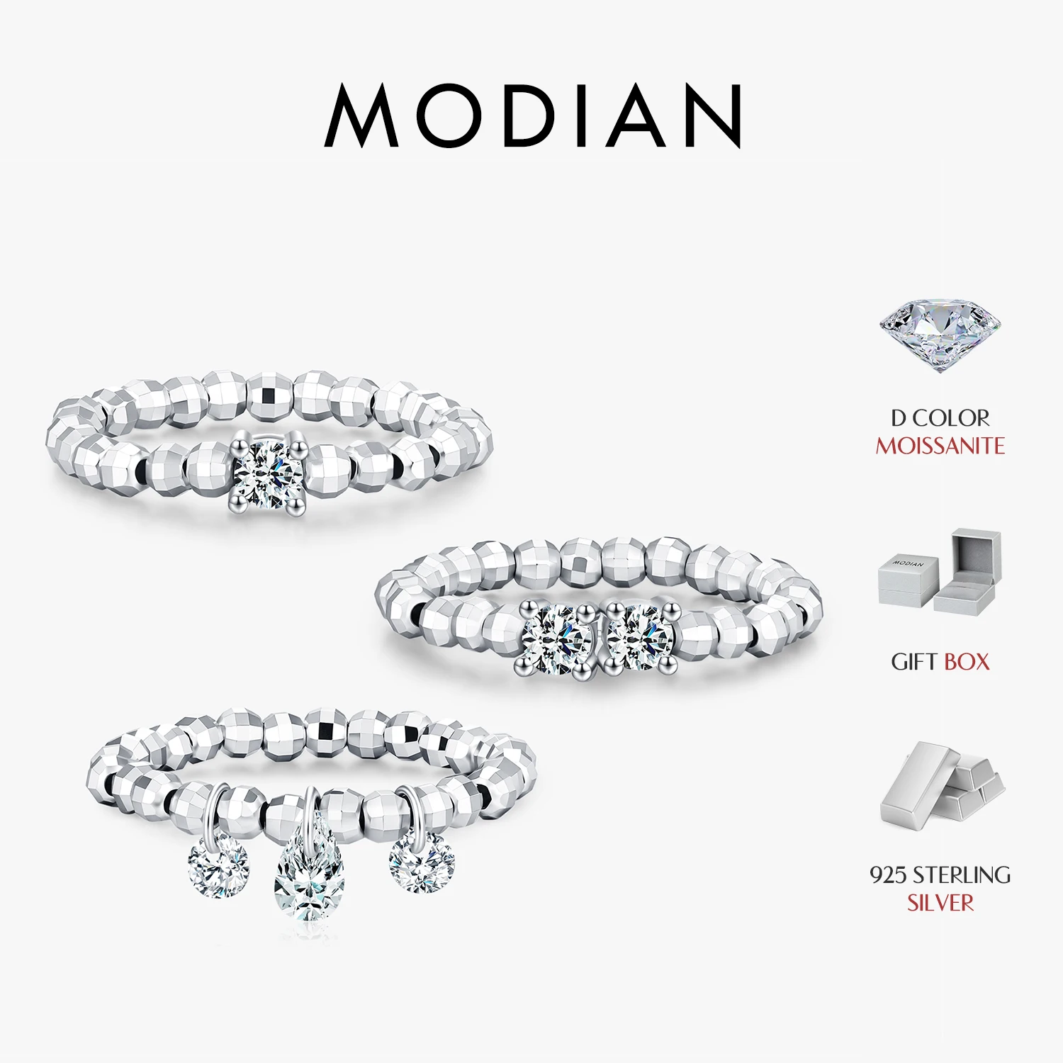 MODIAN Round D Color Moissanite Rings 925 Sterling Silver 4 Styles Beaded Finger Rings For Women Fine Jewelry Gifts
MODIAN Round D Color Moissanite Rings 925 Sterling Silver 4 Styles Beaded Finger Rings For Women Fine Jewelry Gifts