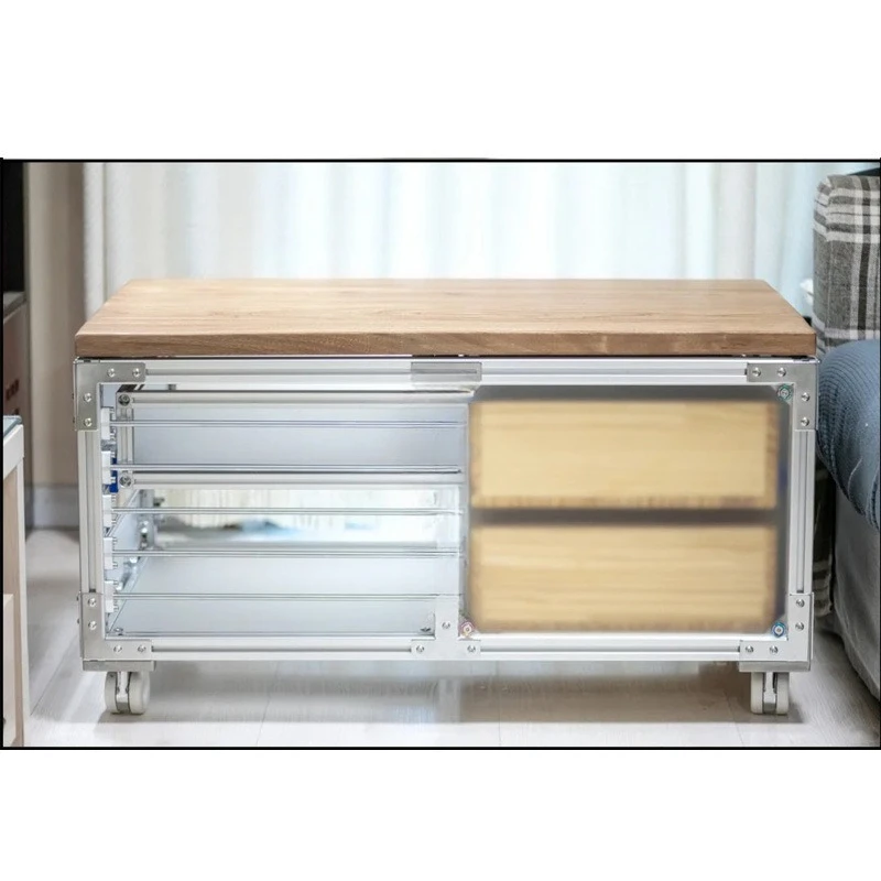 Simple and modern aluminum profile solid wood board storage cabinet, living room coffee table drawer cabinet can be moved
Simple and modern aluminum profile solid wood board storage cabinet, living room coffee table drawer cabinet can be moved
