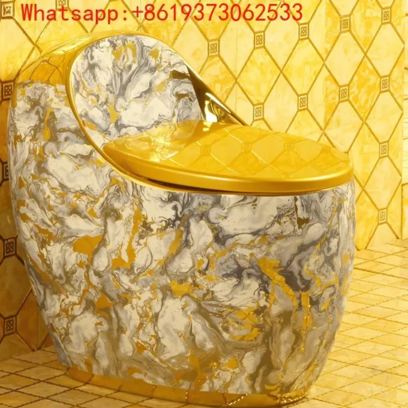 Gold Egg-shaped Toilet Blue Gold Gilt Gold-plated Household High-impact Silent Water-saving Deodorant Easy-to-clean Toilet
Gold Egg-shaped Toilet Blue Gold Gilt Gold-plated Household High-impact Silent Water-saving Deodorant Easy-to-clean Toilet
