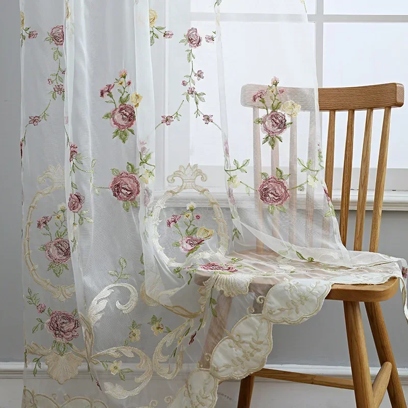 French Luxury Velvet Tulle Curtains For Bedroom Flower Embroidered Tulles for Living Room Window Villa Home Decoration Custom
French Luxury Velvet Tulle Curtains For Bedroom Flower Embroidered Tulles for Living Room Window Villa Home Decoration Custom