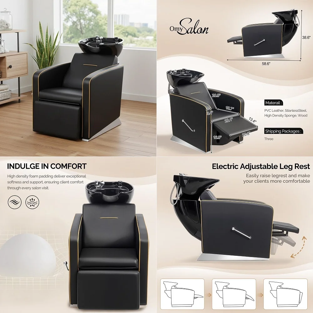 Backwash Barber Chair with Ceramic Shampoo Bowl, Reclining Footrest, All Plumbing Kits Included, Hair Washing Station for Barbe
Backwash Barber Chair with Ceramic Shampoo Bowl, Reclining Footrest, All Plumbing Kits Included, Hair Washing Station for Barbe