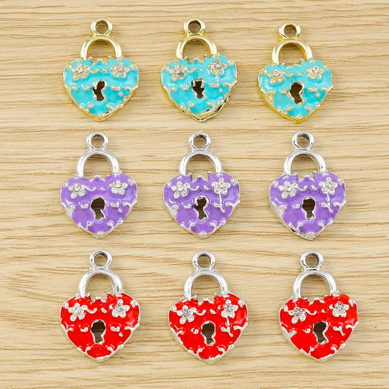 10pcs 15x22mm Cute Enamel Heart Lock Charms Pendants for Jewelry Making Drop Earrings Necklaces Bracelets DIY Crafts Accessories
10pcs 15x22mm Cute Enamel Heart Lock Charms Pendants for Jewelry Making Drop Earrings Necklaces Bracelets DIY Crafts Accessories