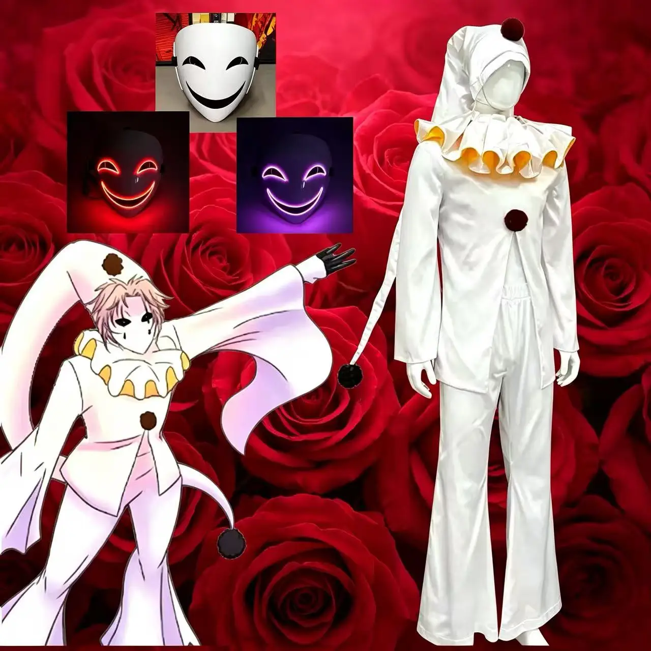 The Freak Circus Pierrot Clown Cosplay Costume Game Character Halloween Party Masquerade Performance Clothing for Adults
The Freak Circus Pierrot Clown Cosplay Costume Game Character Halloween Party Masquerade Performance Clothing for Adults