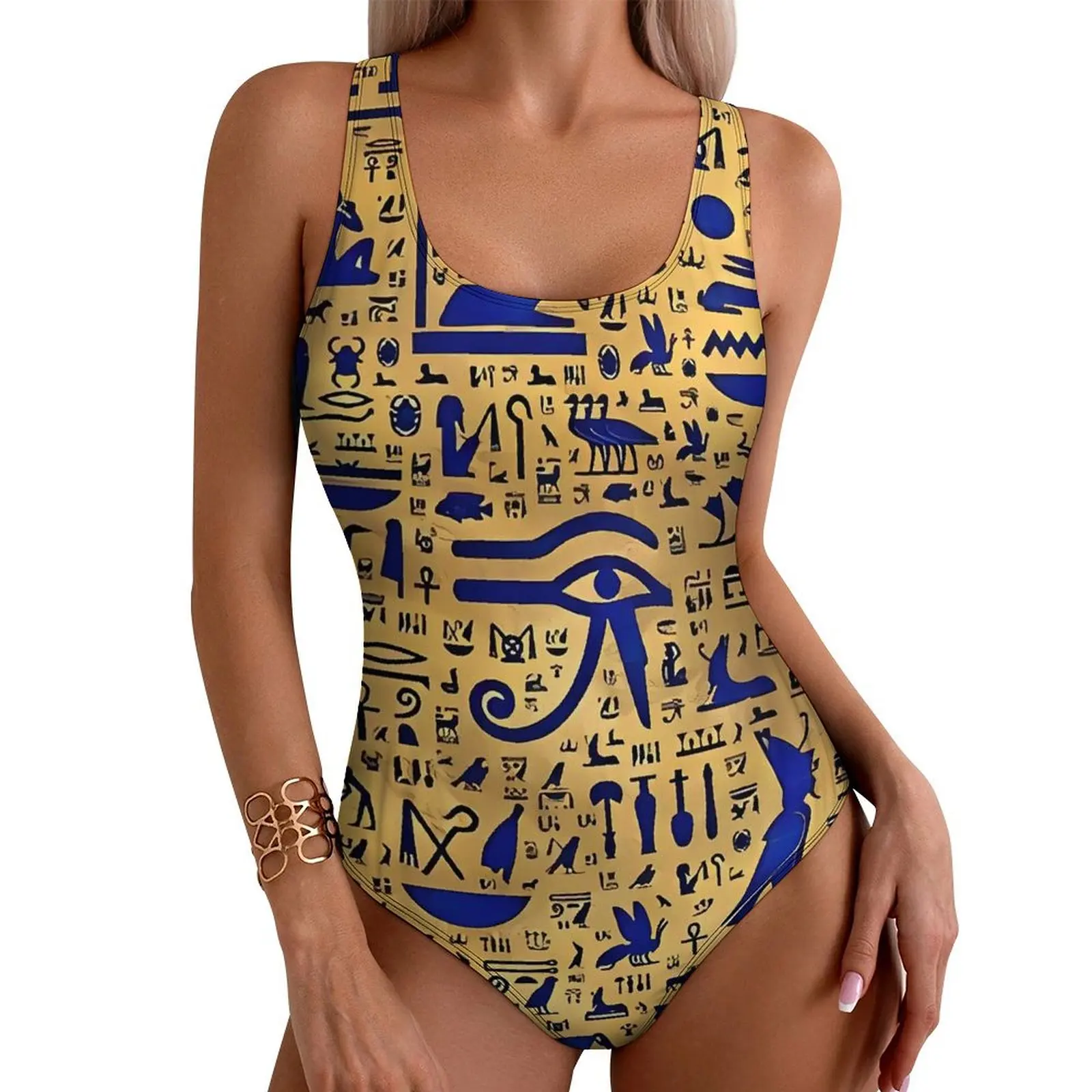 Ancient Egyptian Art Swimsuit Lapis Lazuli and Gold One-Piece Swimwear Push Up Retro Monokini Sexy Beach Graphic Beach Wear
Ancient Egyptian Art Swimsuit Lapis Lazuli and Gold One-Piece Swimwear Push Up Retro Monokini Sexy Beach Graphic Beach Wear