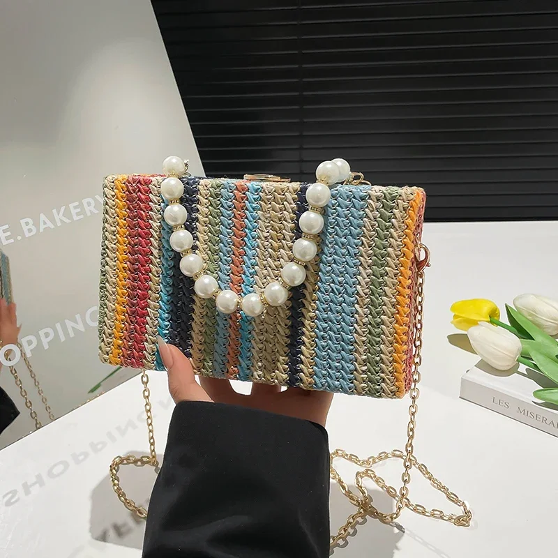 Pearl Chain Clutch Bag Handbag Fashion Colorful Straw Beach Bag For Women 2025 New Mini Small Box Crossbody Phone Bag Lipstick
Pearl Chain Clutch Bag Handbag Fashion Colorful Straw Beach Bag For Women 2025 New Mini Small Box Crossbody Phone Bag Lipstick