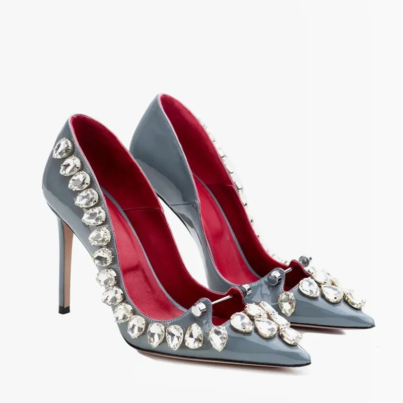 Sexy Waterdrop Rhinestone Edged Nail Rivets Cross Pumps Stiletto High Heel Women Blue Silver Shallow Slip On Banquet Shoes
Sexy Waterdrop Rhinestone Edged Nail Rivets Cross Pumps Stiletto High Heel Women Blue Silver Shallow Slip On Banquet Shoes