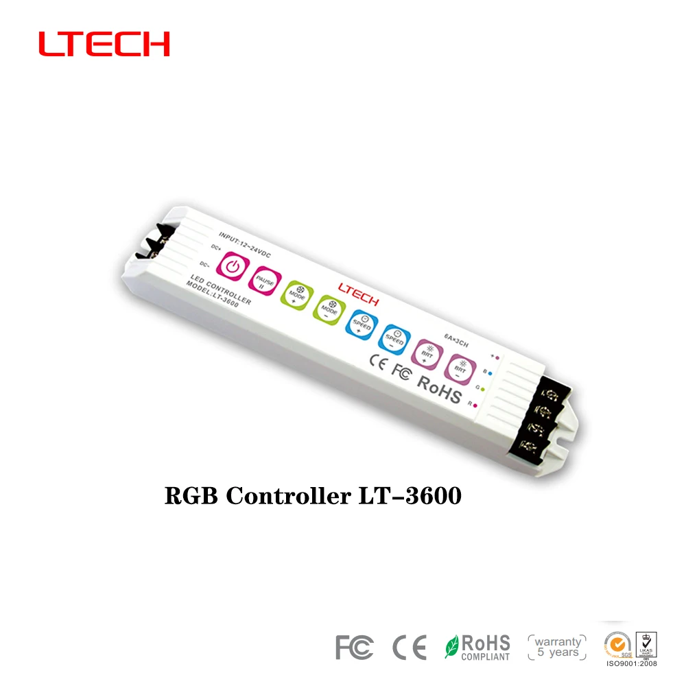 LTECH LT-3600 DC12~24V PWM 6A×3CH RF RGB-контроллер Для светодиодного модуля/ленты и всех сопротивлений ограничения тока освещения Продукты
LTECH LT-3600 DC12~24V PWM 6A×3CH RF RGB-контроллер Для светодиодного модуля/ленты и всех сопротивлений ограничения тока освещения Продукты