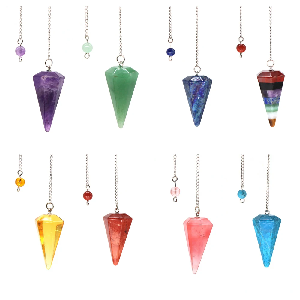 7 Chakra Crystal Pendulum Natural Stones Reiki Heal for Divination Gem Cone Crystal Amulet Wicca Pendant Women Necklace Jewelry
7 Chakra Crystal Pendulum Natural Stones Reiki Heal for Divination Gem Cone Crystal Amulet Wicca Pendant Women Necklace Jewelry