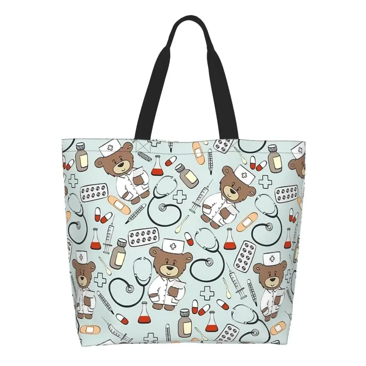 Nurse Pattern With Bear Grocery Shopping Bag Printed Canvas Shopper Tote Shoulder Bag Big Capacity Health Care Nursing Handbag
Nurse Pattern With Bear Grocery Shopping Bag Printed Canvas Shopper Tote Shoulder Bag Big Capacity Health Care Nursing Handbag