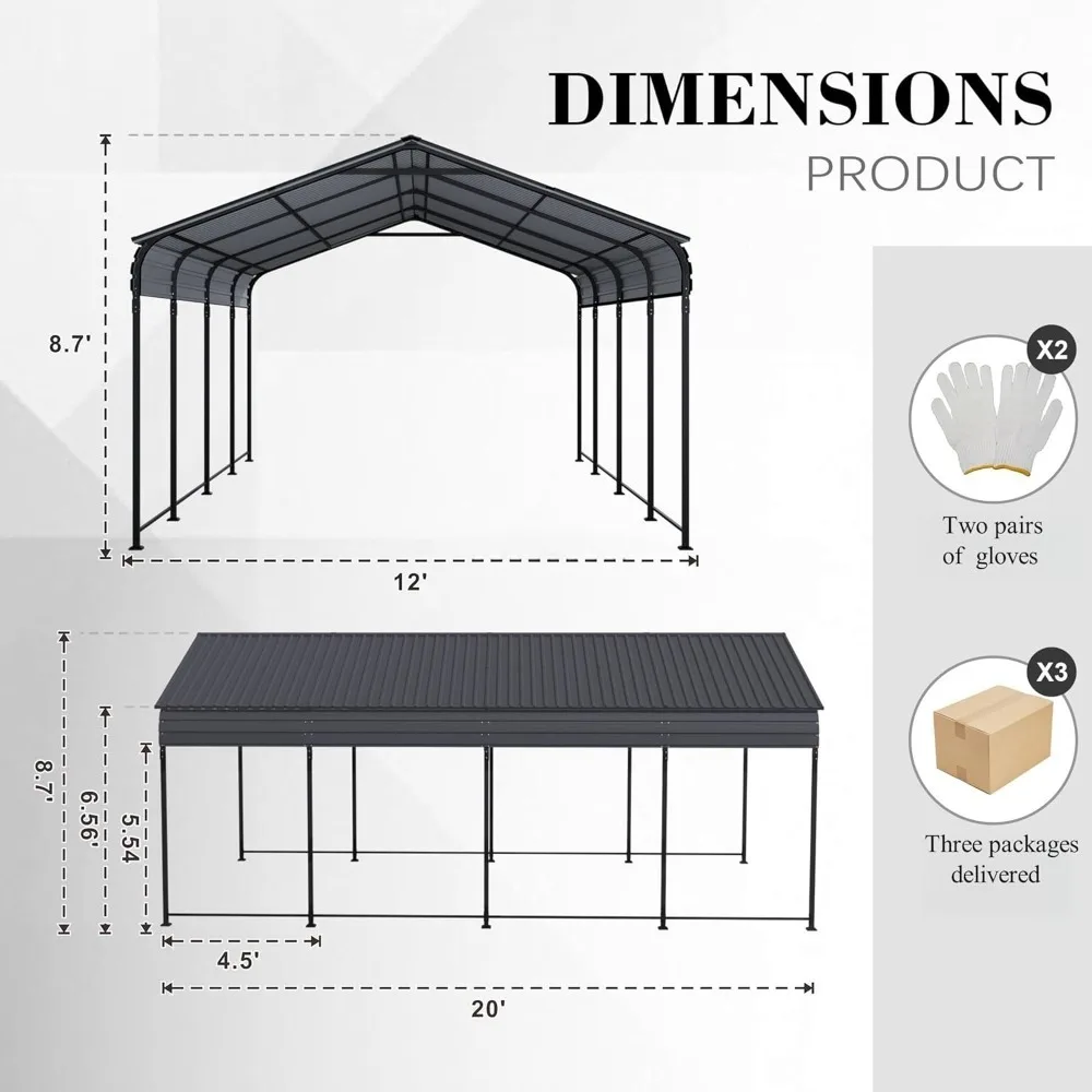 12x20x8.7 FT Heavy Duty Galvanized Steel Carport Roof Metal Canopy Car Shelter Garage for Pickup Customized Protection
12x20x8.7 FT Heavy Duty Galvanized Steel Carport Roof Metal Canopy Car Shelter Garage for Pickup Customized Protection