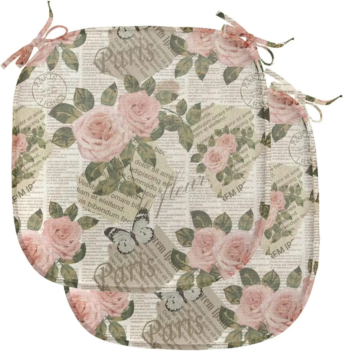 Old Newspaper Chair Seating Cushion Set Of 2, Paris France Travel Theme With Romantic Rose Corsage Ornaments, Anti-Slip Seat
Old Newspaper Chair Seating Cushion Set Of 2, Paris France Travel Theme With Romantic Rose Corsage Ornaments, Anti-Slip Seat