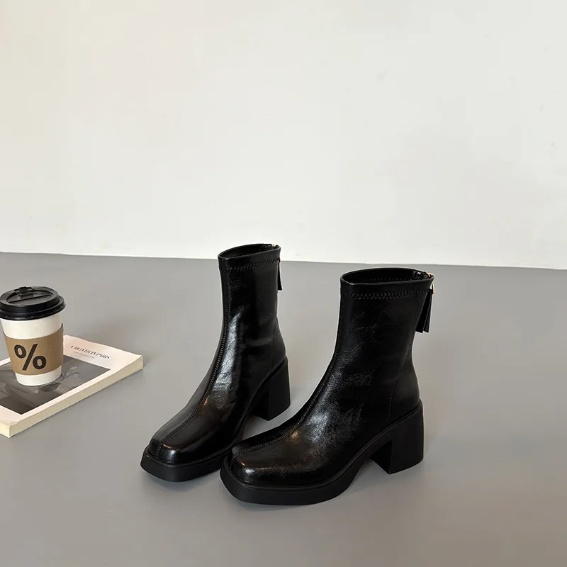 Women's Platform Chelsea Shorts Boots Spring Autumn Square Round Toe Zipper Ankle Boots Waterproof Mid High Heels Botas De Mujer
Women's Platform Chelsea Shorts Boots Spring Autumn Square Round Toe Zipper Ankle Boots Waterproof Mid High Heels Botas De Mujer