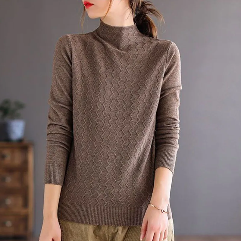 New Fashion Loose Retro Art Wave Thickened Half High Neck Solid Color Versatile Temperament Reduced Age Knitted Women's Sweater
New Fashion Loose Retro Art Wave Thickened Half High Neck Solid Color Versatile Temperament Reduced Age Knitted Women's Sweater