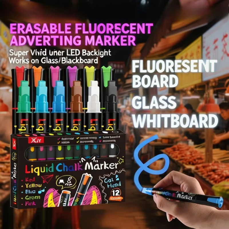 12 Colors 6-8mm White Liquid Chalk Marker Erasable Water-Based Dust-Free for Whiteboard Blackboard LED Board
12 Colors 6-8mm White Liquid Chalk Marker Erasable Water-Based Dust-Free for Whiteboard Blackboard LED Board