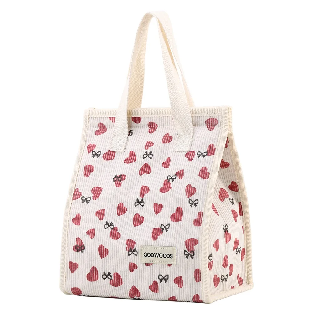 New Corduroy Lunch Bag Multi-functional Thermal Insulation Food Cooler Bag Heart Flower Lunch Box Bags for Kid School
New Corduroy Lunch Bag Multi-functional Thermal Insulation Food Cooler Bag Heart Flower Lunch Box Bags for Kid School
