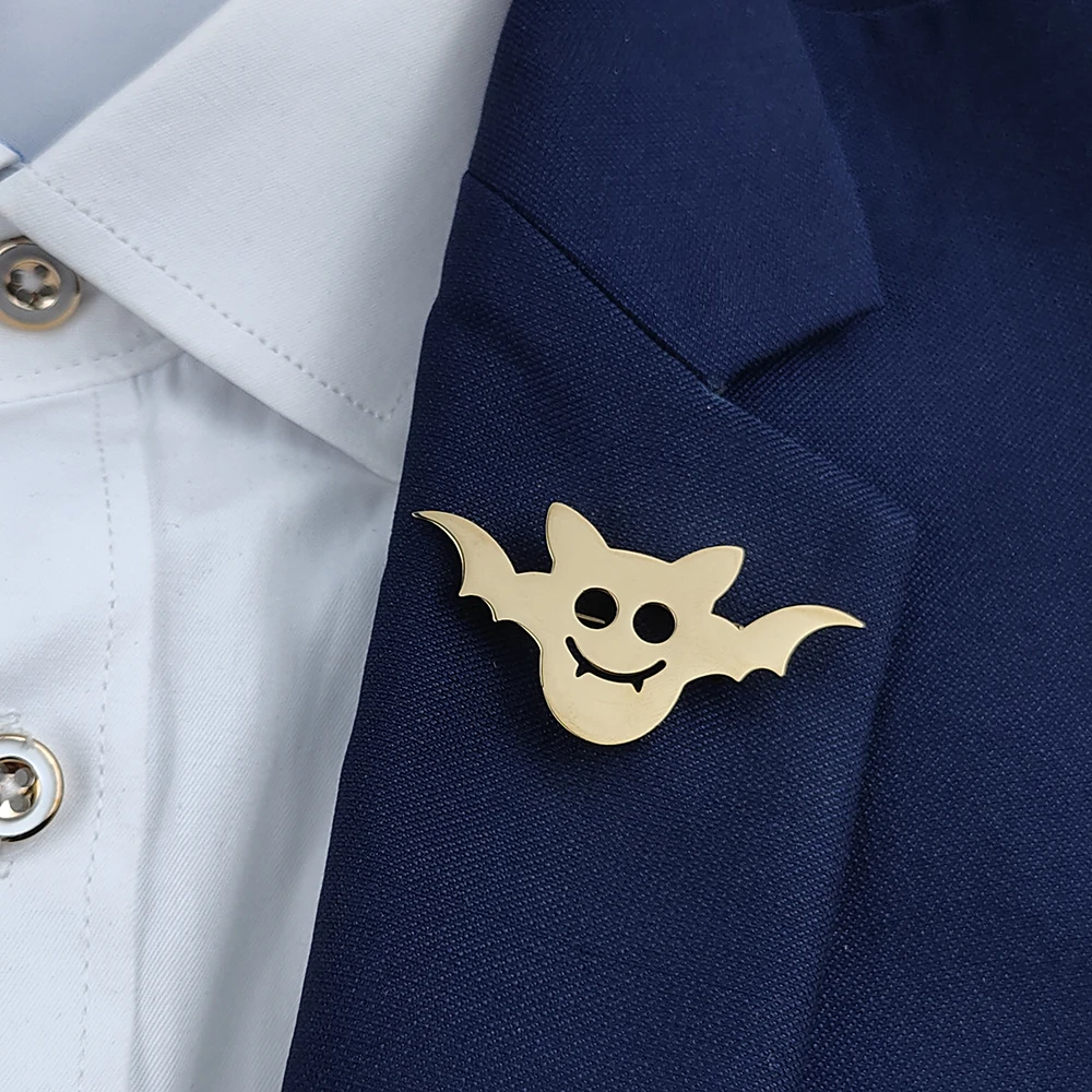 Fun bat hollow gold-plated brooch, men's collar lapel pin black, suit accessories, gift for husband
Fun bat hollow gold-plated brooch, men's collar lapel pin black, suit accessories, gift for husband