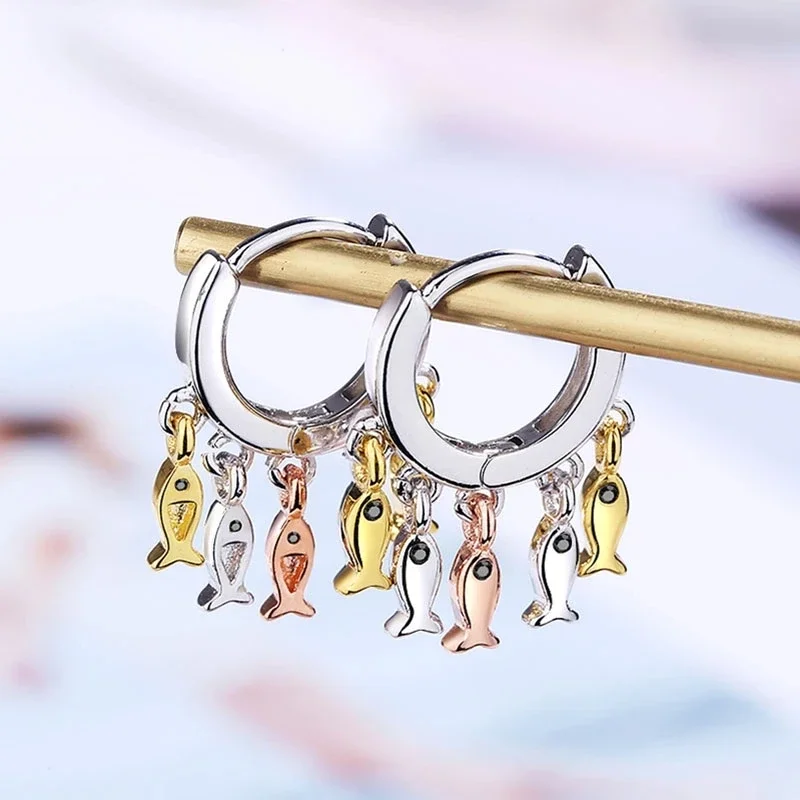 INS Cute Fish Tassel Silver Color Hoop Earrings For Women Girl Gif 2025 New Trendy Jewelry Pendientes Accessories
INS Cute Fish Tassel Silver Color Hoop Earrings For Women Girl Gif 2025 New Trendy Jewelry Pendientes Accessories