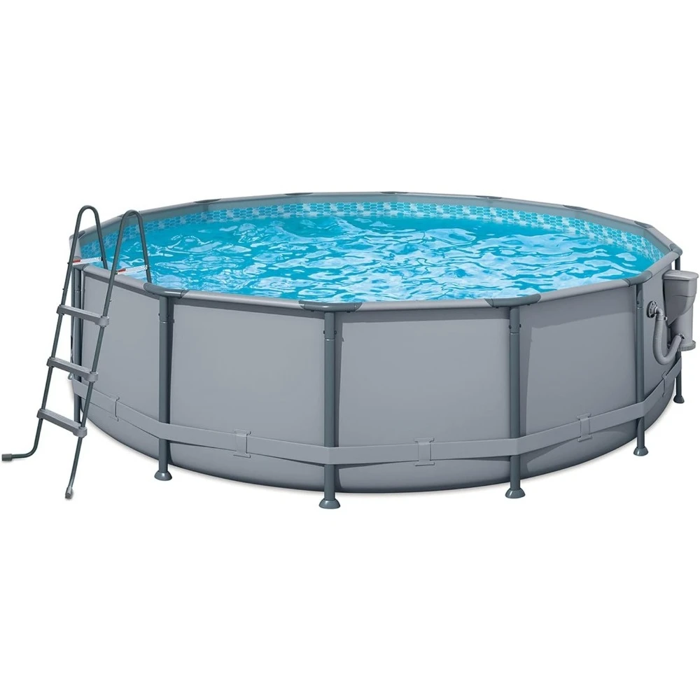 14' x 42" Oasis Designer Round Frame Above Ground Outdoor Swimming Pool Set with SkimmerPlus Filter Pump, Ladder, and P
14' x 42" Oasis Designer Round Frame Above Ground Outdoor Swimming Pool Set with SkimmerPlus Filter Pump, Ladder, and P
