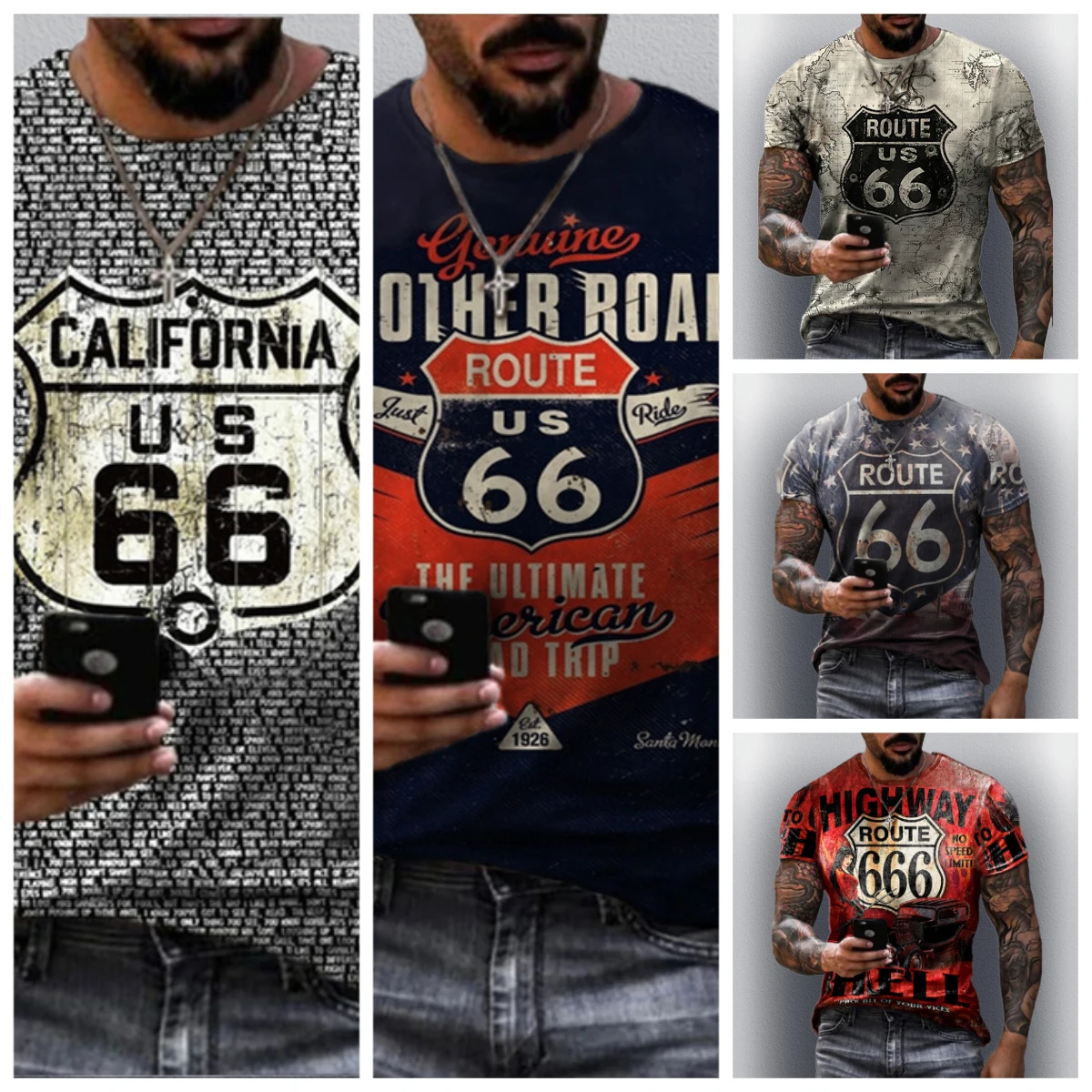 US Route 66 Printed New Men's Vintage T-Shirt European Size Hip-Hop Tops Tee Men Clothes Oversized T Shirt Daily Casual Clothing
US Route 66 Printed New Men's Vintage T-Shirt European Size Hip-Hop Tops Tee Men Clothes Oversized T Shirt Daily Casual Clothing