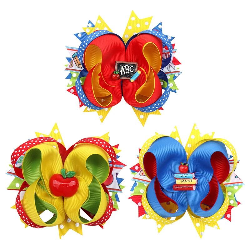 5" Badk To School Colorful Layered Hair Bows Clips For Baby Girls Fashion Dot Satin Ribbon Bowknote Hairpins Kids Headwear Gifts
5" Badk To School Colorful Layered Hair Bows Clips For Baby Girls Fashion Dot Satin Ribbon Bowknote Hairpins Kids Headwear Gifts
