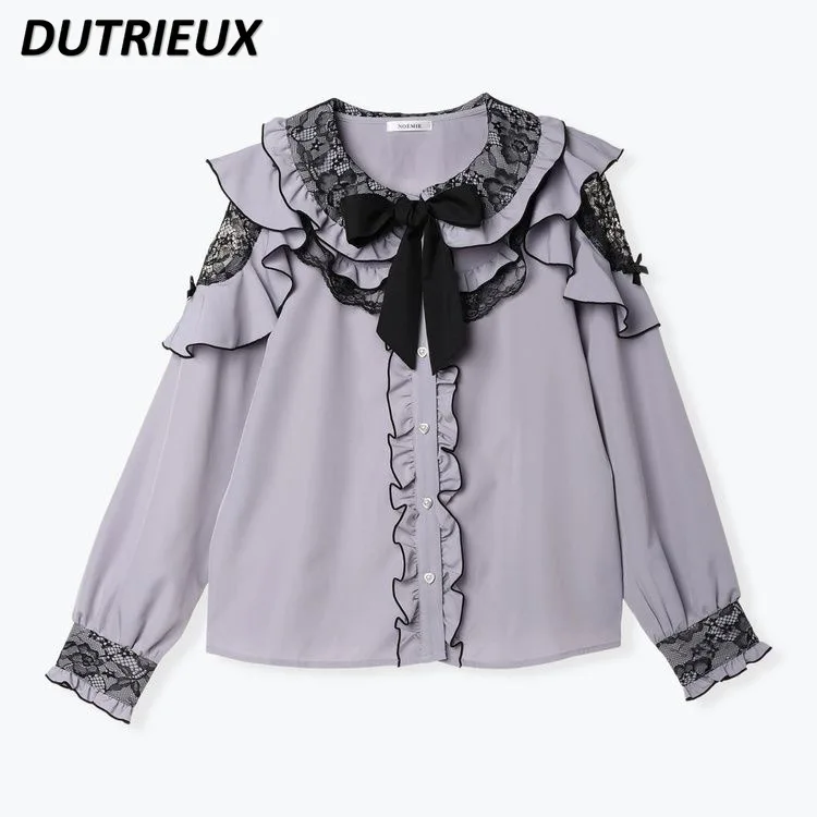 Japanese New Product Lace Ruffle Edge Off-the-shoulder Doll Collar Top Sweet and Cute Girl Versatile Mine Long-sleeved Shirt
Japanese New Product Lace Ruffle Edge Off-the-shoulder Doll Collar Top Sweet and Cute Girl Versatile Mine Long-sleeved Shirt