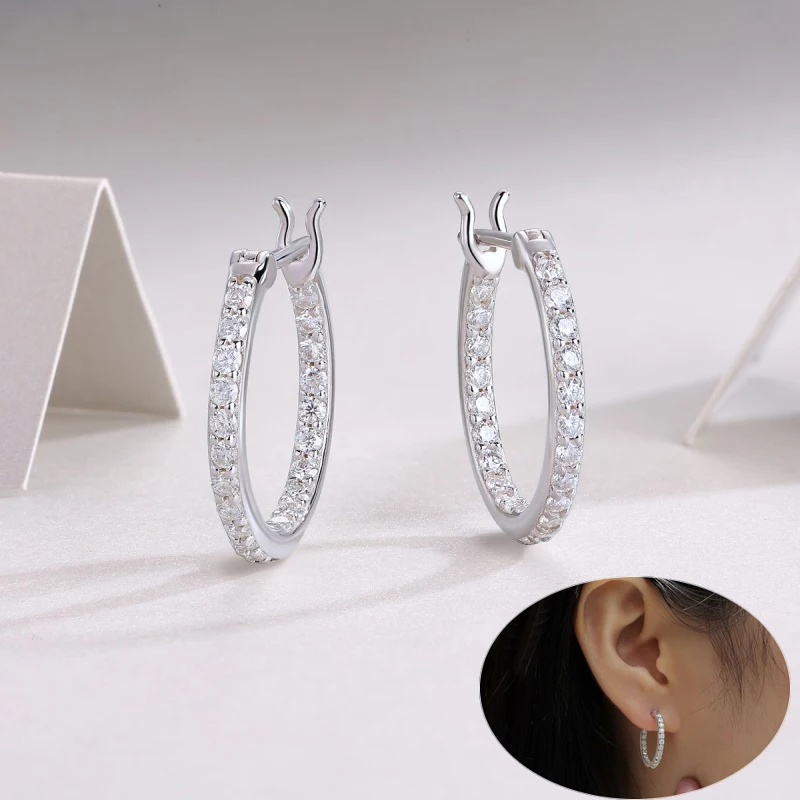 Apaison D Color Single Row Real Moissanite Hoop Earrings Woman 925 Sterling Silver Earrings Gift For Ladies
Apaison D Color Single Row Real Moissanite Hoop Earrings Woman 925 Sterling Silver Earrings Gift For Ladies