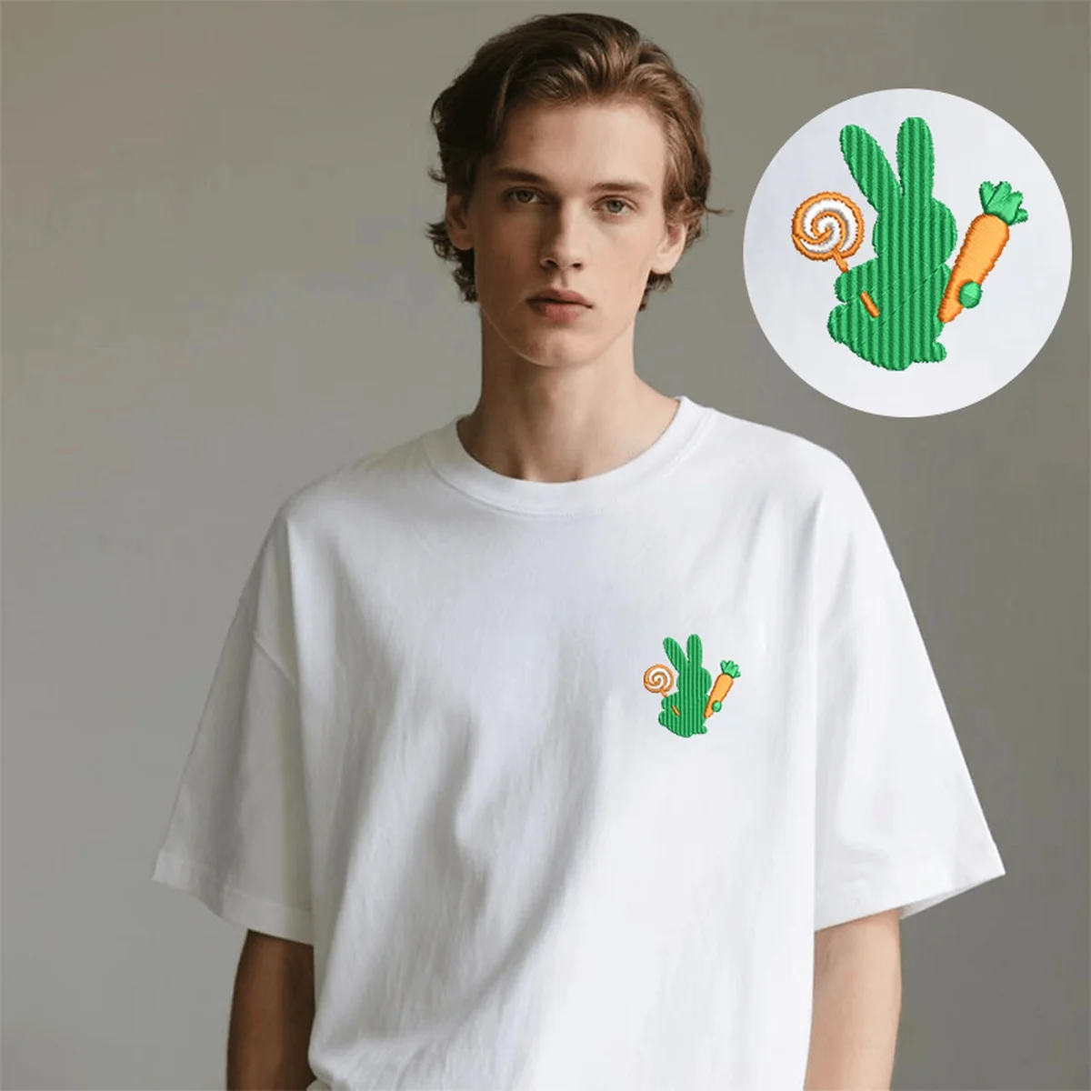 Men Women Sweet Bunny Lollipop Embroidery Premium Cotton T Shirt - Charming Embroidered Top Tees for Festival T-Shirts
Men Women Sweet Bunny Lollipop Embroidery Premium Cotton T Shirt - Charming Embroidered Top Tees for Festival T-Shirts