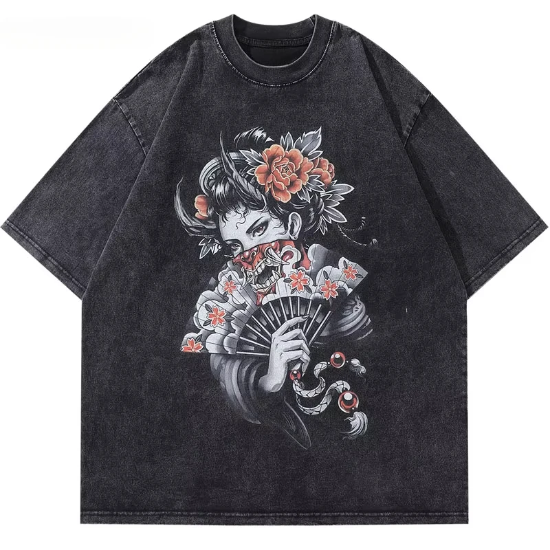 Harajuku Tshirt Y2K Streetwear Hip Hop Devil Japanese Geisha Graphic Print Punk Gothic Washed Oversize T-Shirt Fashion Loose Top
Harajuku Tshirt Y2K Streetwear Hip Hop Devil Japanese Geisha Graphic Print Punk Gothic Washed Oversize T-Shirt Fashion Loose Top