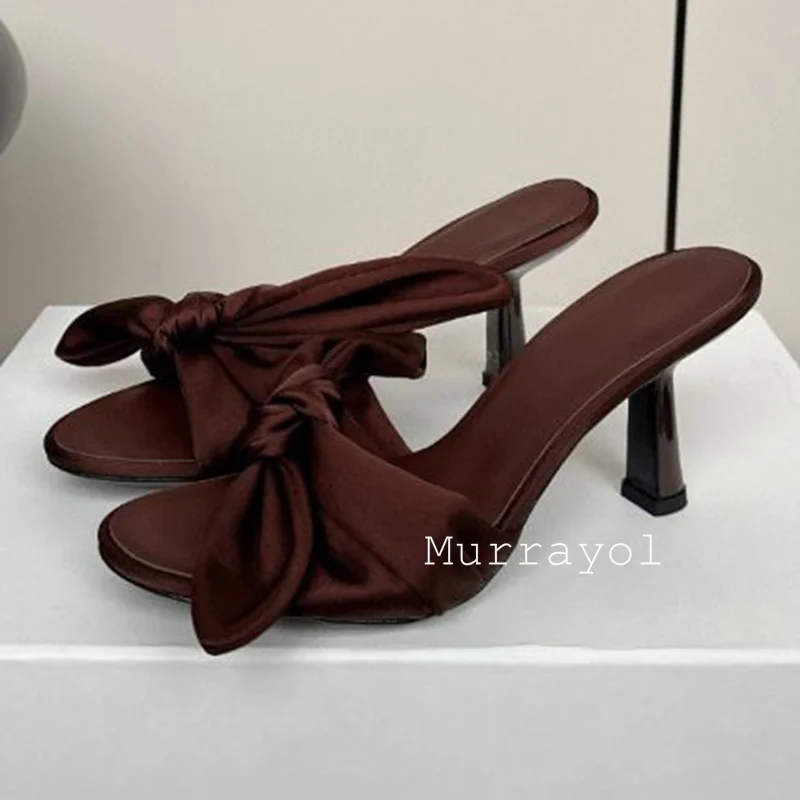 New Satin Open Toe One Strap Thin High Heels Slippers Women Butterfly-knot Decor Sandals Summer Sexy Party Dress Shoes Pumps
New Satin Open Toe One Strap Thin High Heels Slippers Women Butterfly-knot Decor Sandals Summer Sexy Party Dress Shoes Pumps