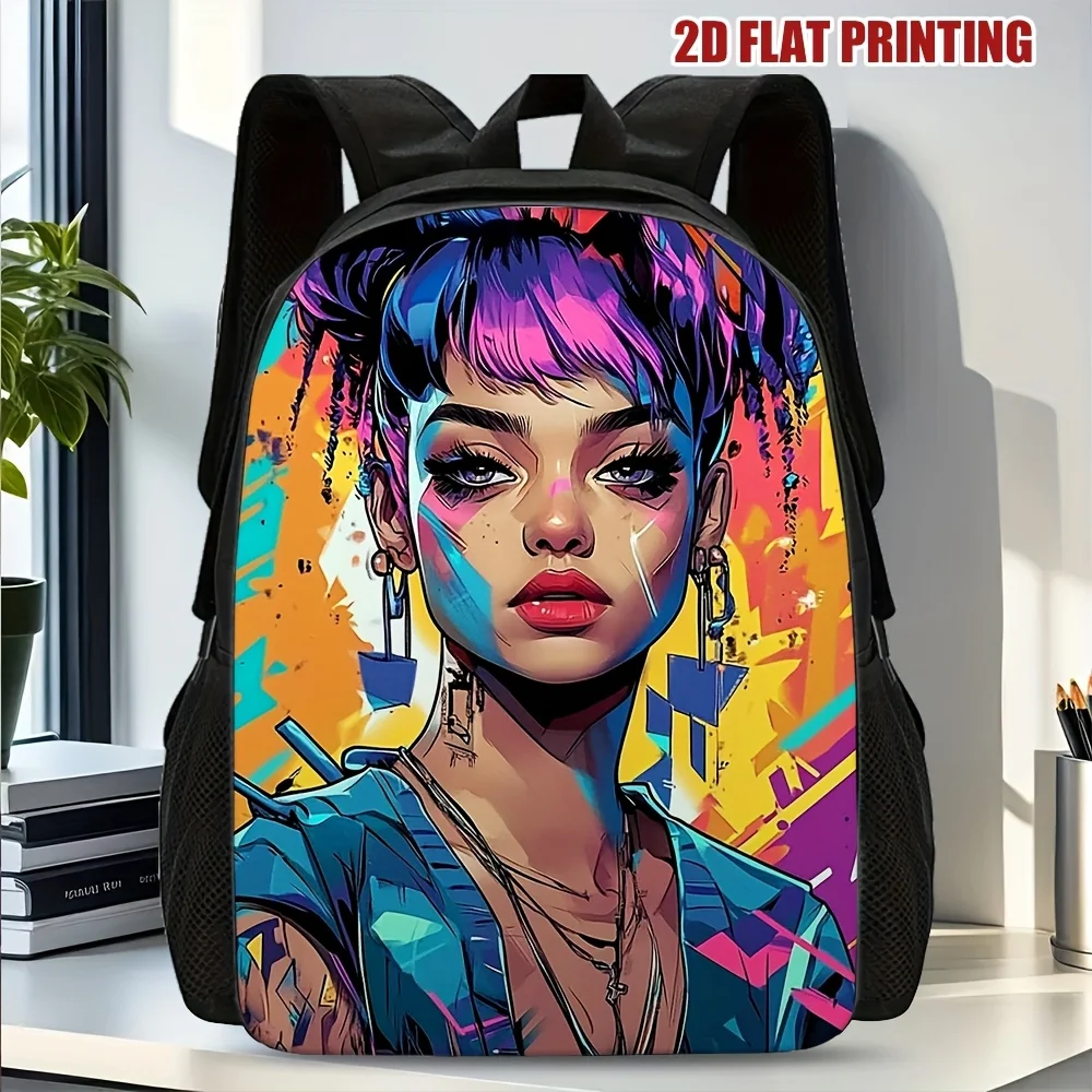 1 graffiti punk 2D flat print large capacity backpack - functional travel messenger bag with washable zipper opening and closing
1 graffiti punk 2D flat print large capacity backpack - functional travel messenger bag with washable zipper opening and closing