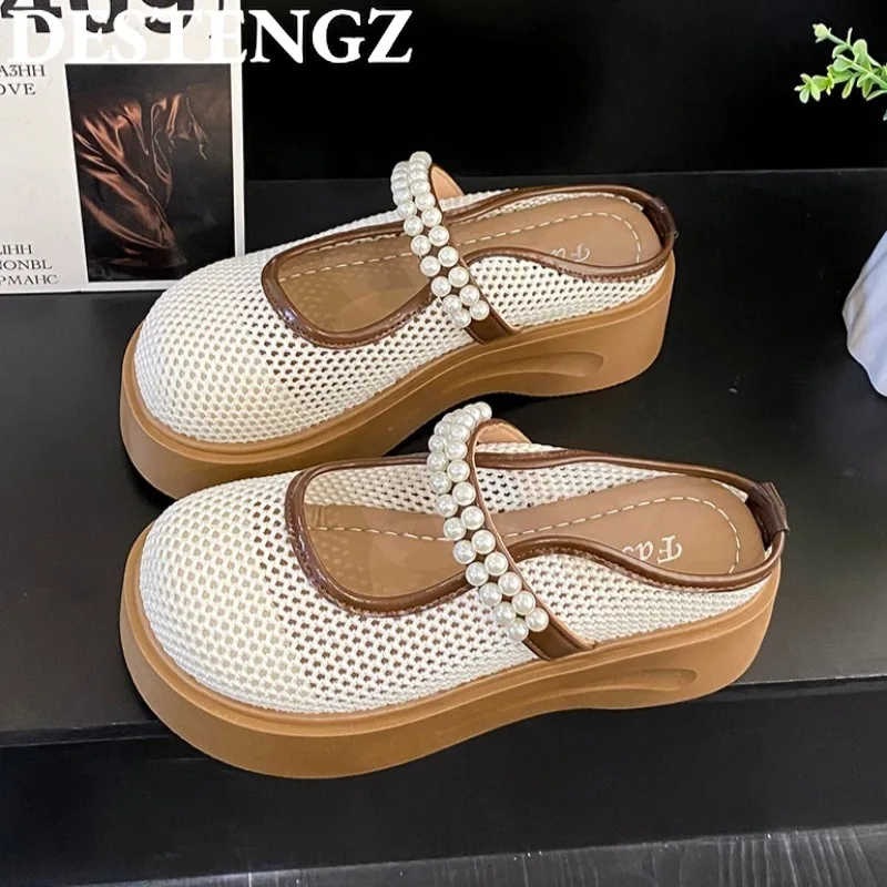 Women Platform Flat Sandals Mesh Slippers Mules Shoes Bead Marie Janes Summer 2025 Trend Shallow Shoes Casual Sandalias De Mujer
Women Platform Flat Sandals Mesh Slippers Mules Shoes Bead Marie Janes Summer 2025 Trend Shallow Shoes Casual Sandalias De Mujer