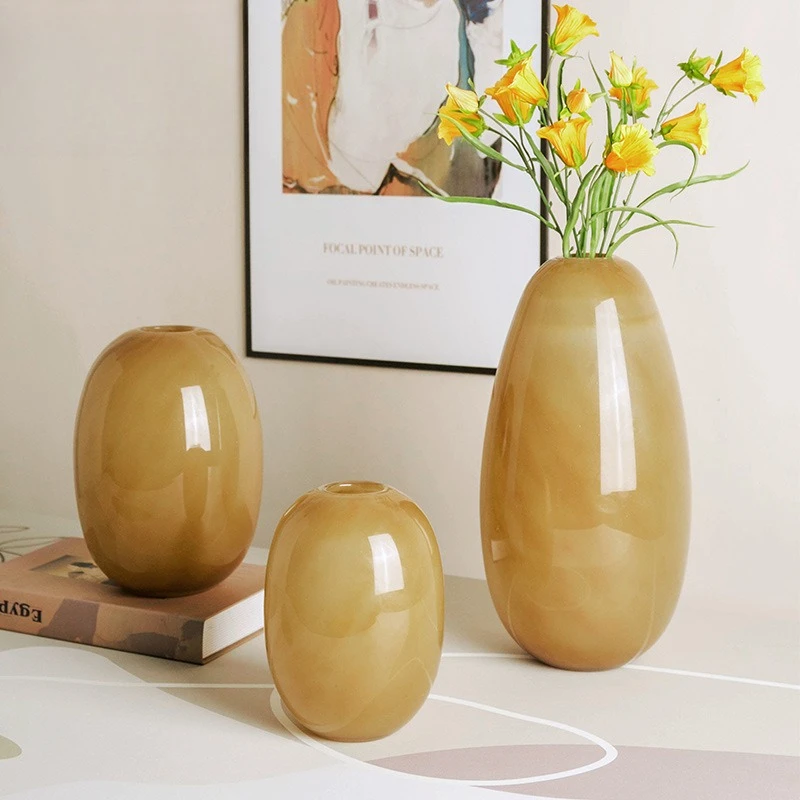 Chinese glass vase jade texture soft flower arrangement living room dining table ornament
Chinese glass vase jade texture soft flower arrangement living room dining table ornament
