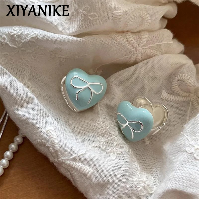 XIYANIKE Blue Drop Glaze Love Heart Hoop Earrings For Women Sweet Fashion New Jewelry Gift Party Daily серьги женск
XIYANIKE Blue Drop Glaze Love Heart Hoop Earrings For Women Sweet Fashion New Jewelry Gift Party Daily серьги женск