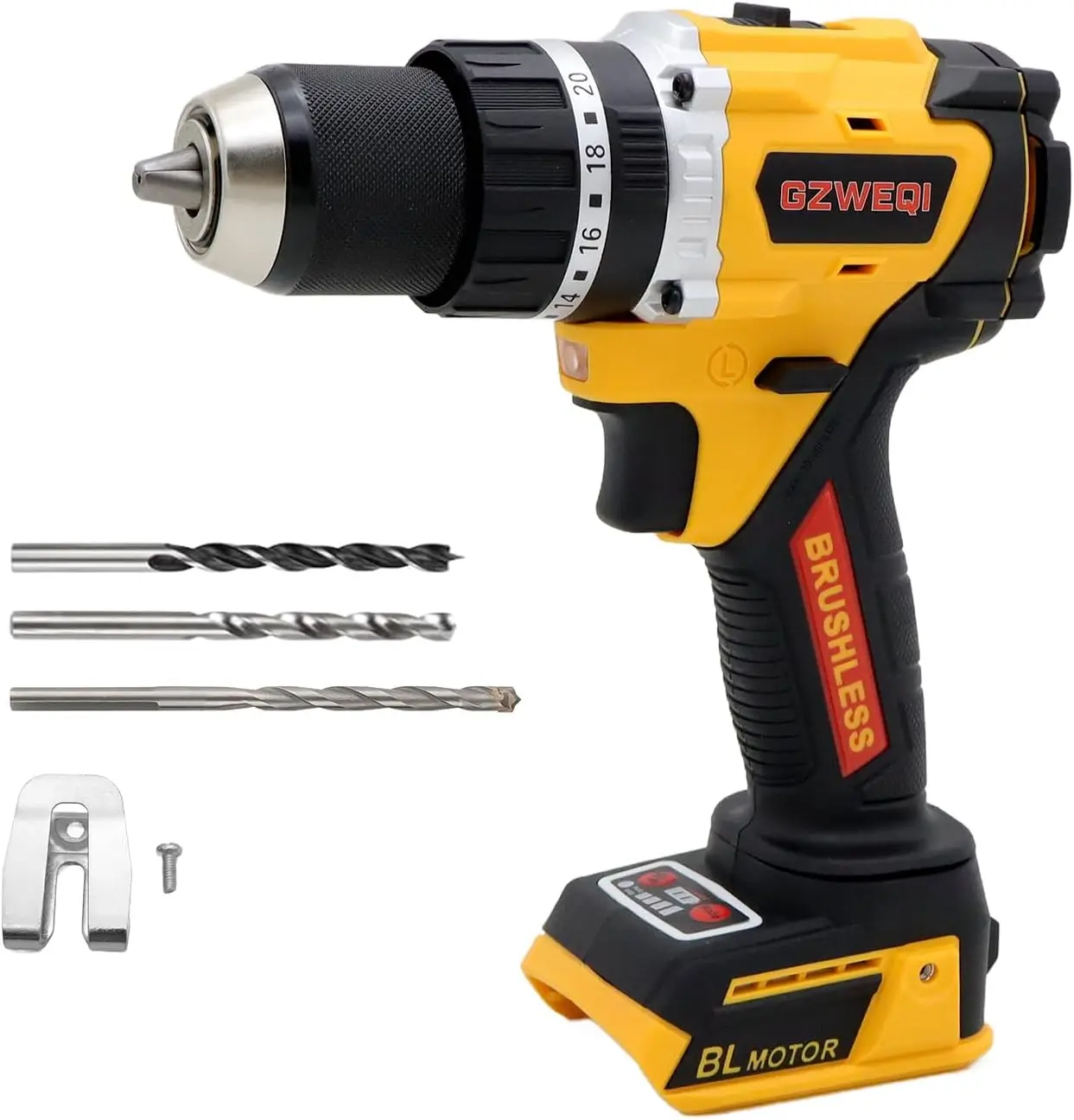 20V Brushless Heavy-duty Impact Drill, 900 in-lbs, 31500 IPM, 1/2" Keyless Metal Chuck, 20+1+1 Clutch, Cordless Hammer Drill Kit
20V Brushless Heavy-duty Impact Drill, 900 in-lbs, 31500 IPM, 1/2" Keyless Metal Chuck, 20+1+1 Clutch, Cordless Hammer Drill Kit