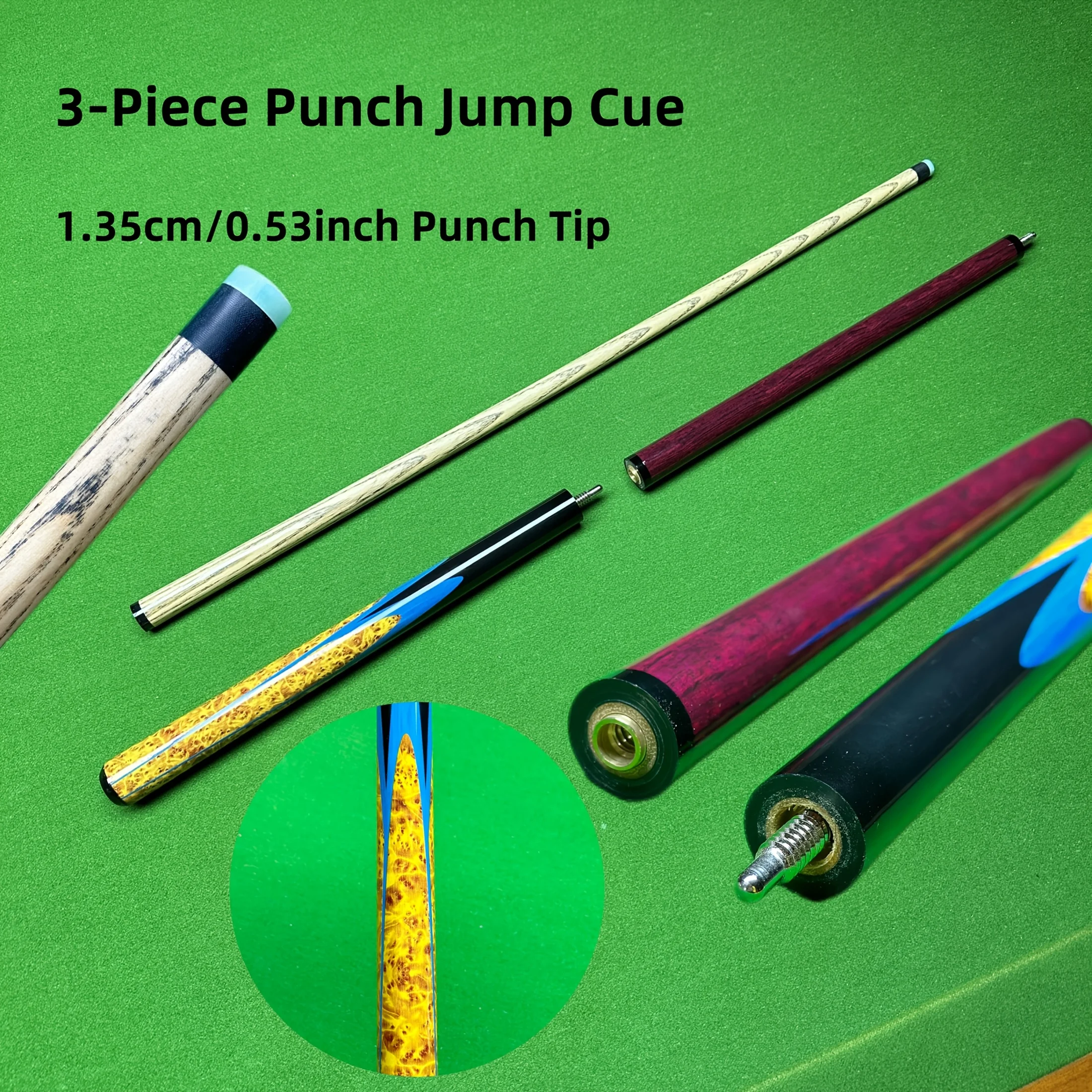 1 pc 3-Section Jump & Break Cue Punch 13.5 mm/0.53inch Crystal-Tip
1 pc 3-Section Jump & Break Cue Punch 13.5 mm/0.53inch Crystal-Tip