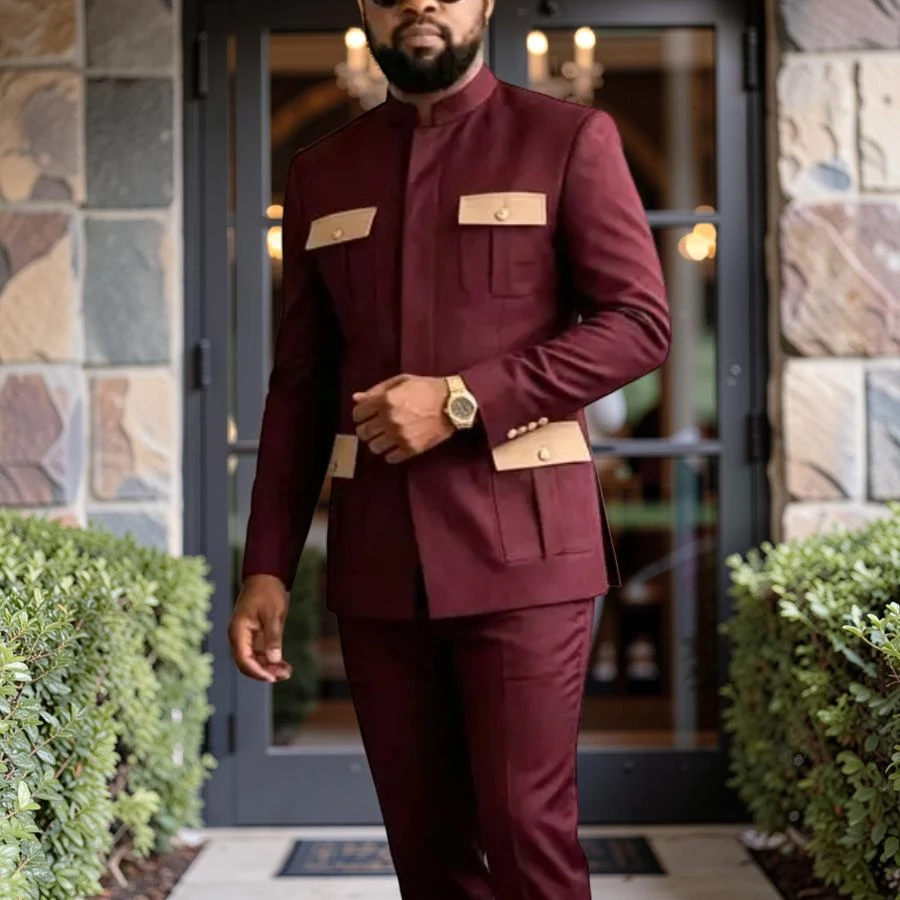 Safari Suits for Men with Stand Collar 2 Pieces Slim Fit Groom Tuxedo Blazer with Pants Set for Outdoor Party New 2026
Safari Suits for Men with Stand Collar 2 Pieces Slim Fit Groom Tuxedo Blazer with Pants Set for Outdoor Party New 2026
