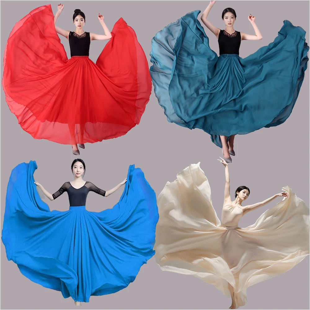 Women 720 Gypsy Double Layer Long Skirts Chiffon Ballet Belly Dance Bohemian Dance Practice Professional Stage Performance Dress
Women 720 Gypsy Double Layer Long Skirts Chiffon Ballet Belly Dance Bohemian Dance Practice Professional Stage Performance Dress