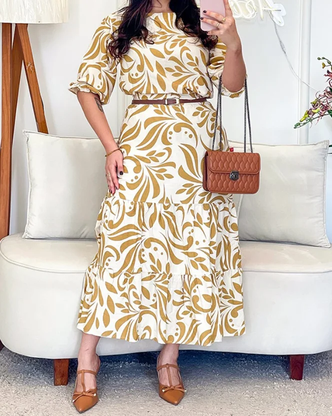Office Two Piece Set Women Outfit 2025 Summer Fashion Floral Print Puff Sleeve Crop Top High Waist Ruffles Midi Skirt Set
Office Two Piece Set Women Outfit 2025 Summer Fashion Floral Print Puff Sleeve Crop Top High Waist Ruffles Midi Skirt Set