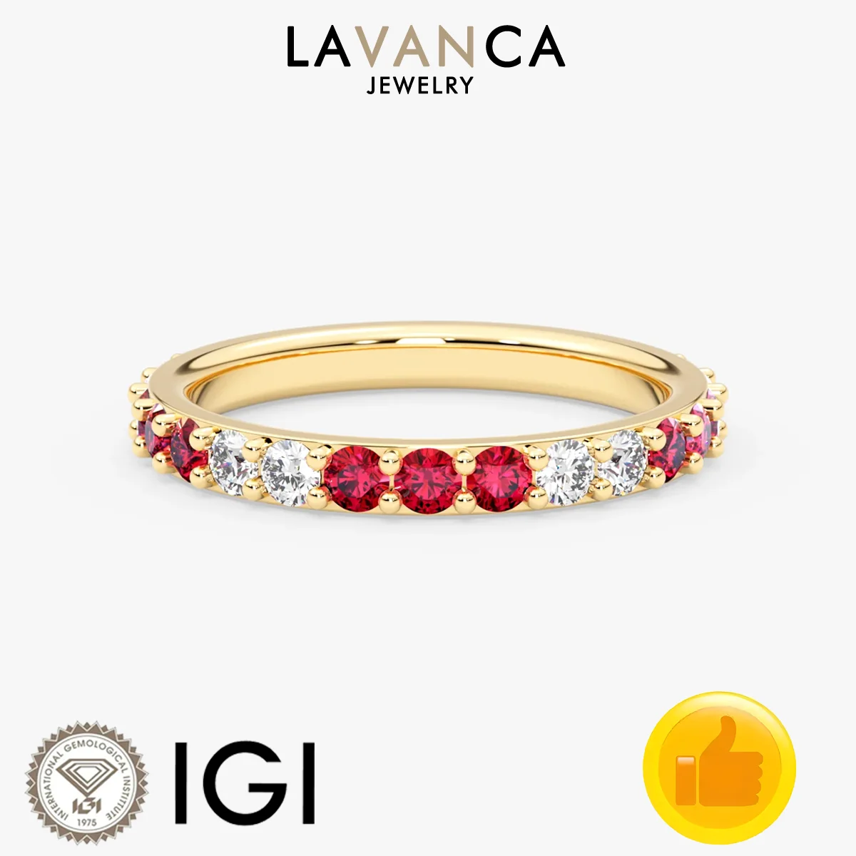 Eternity Style Lab Created Diamond and Ruby Ring 2mm Round Cut Lab Diamond and Ruby Ring 9K/14K/18K Yellow Gold Fashion Jewelry
Eternity Style Lab Created Diamond and Ruby Ring 2mm Round Cut Lab Diamond and Ruby Ring 9K/14K/18K Yellow Gold Fashion Jewelry