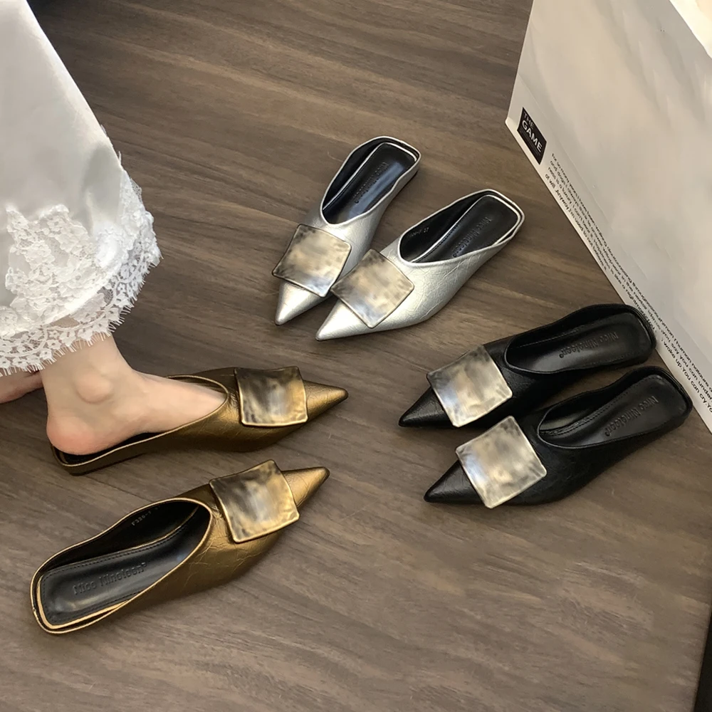 Half Slippers Comfortable Summer Women's Backless Pointed Toe Slip On Loafers Flats Mule Slippers Shoes Flat Sandals
Half Slippers Comfortable Summer Women's Backless Pointed Toe Slip On Loafers Flats Mule Slippers Shoes Flat Sandals
