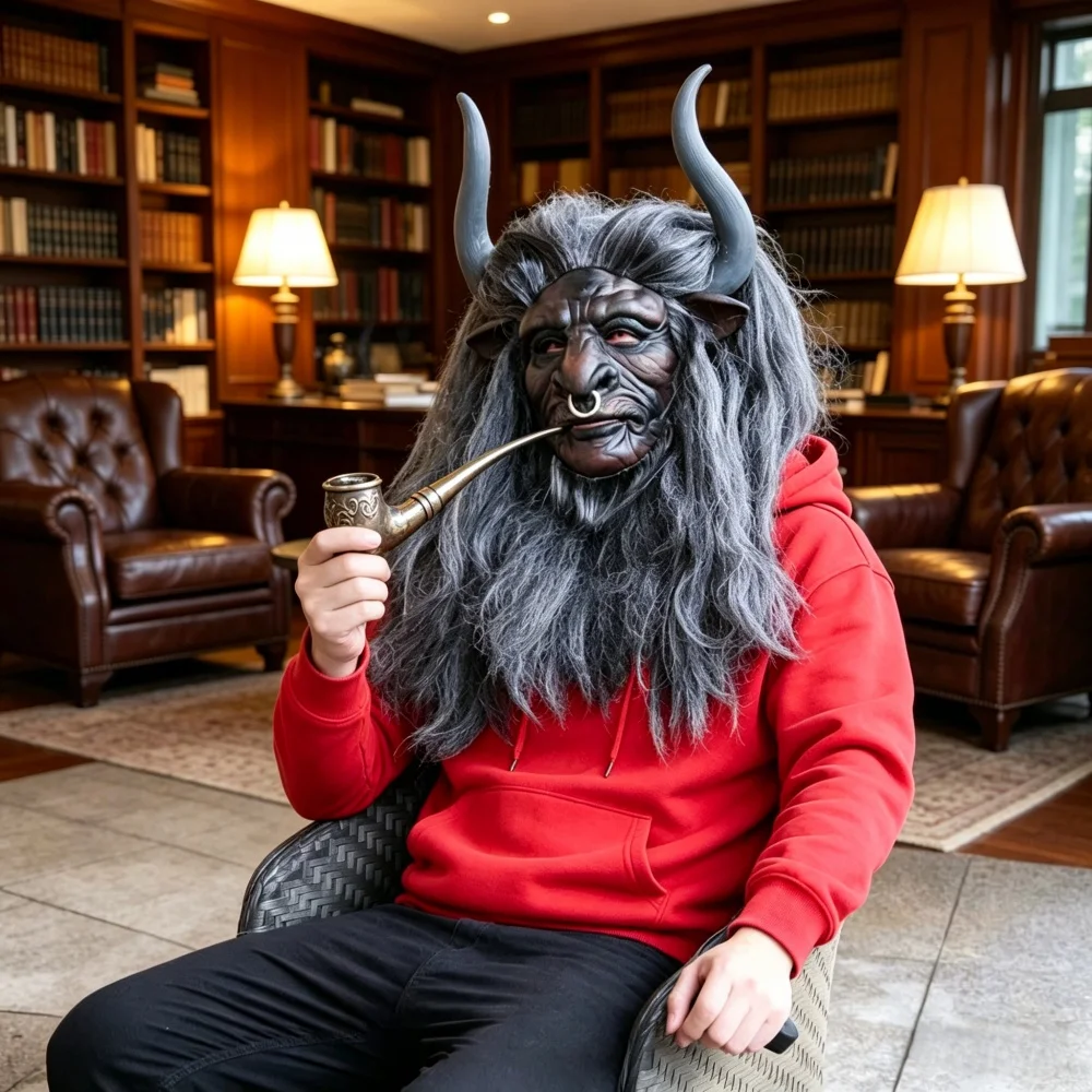 Black Bull Demon Mask with Long Hair and Horns Horror Latex Mask for Halloween Cosplay Costume Party Props
Black Bull Demon Mask with Long Hair and Horns Horror Latex Mask for Halloween Cosplay Costume Party Props