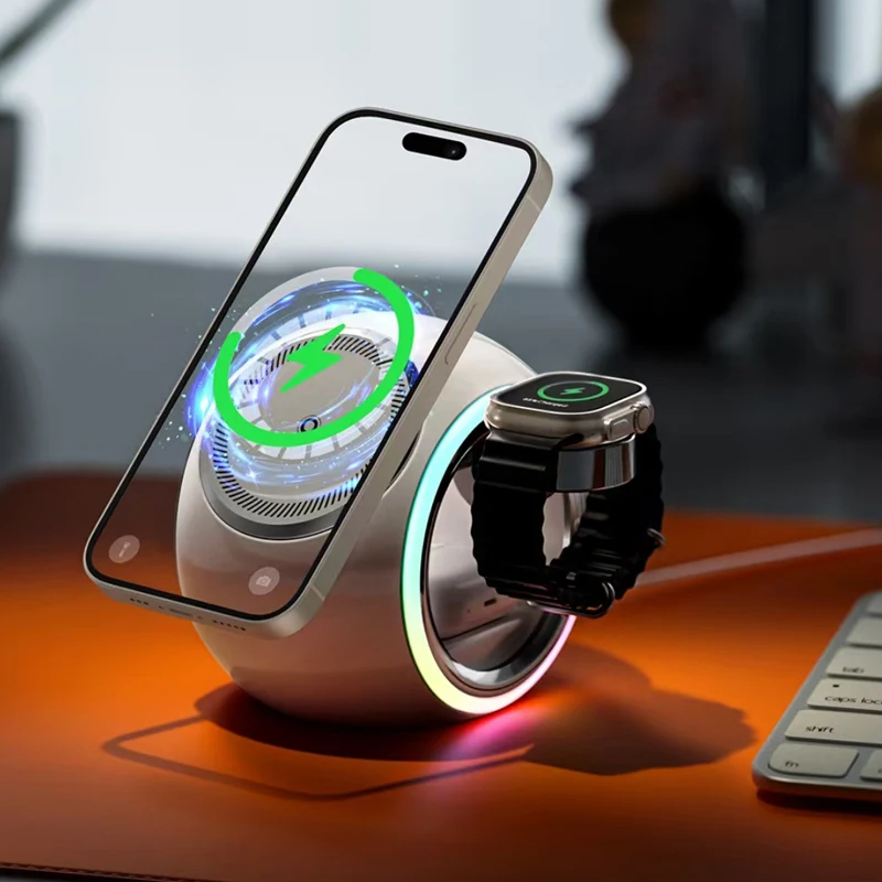 3-in-1 Wireless Charging Cradle LED Light Magnetic Wireless Charger for iPhone Series AirPods/Watches
3-in-1 Wireless Charging Cradle LED Light Magnetic Wireless Charger for iPhone Series AirPods/Watches