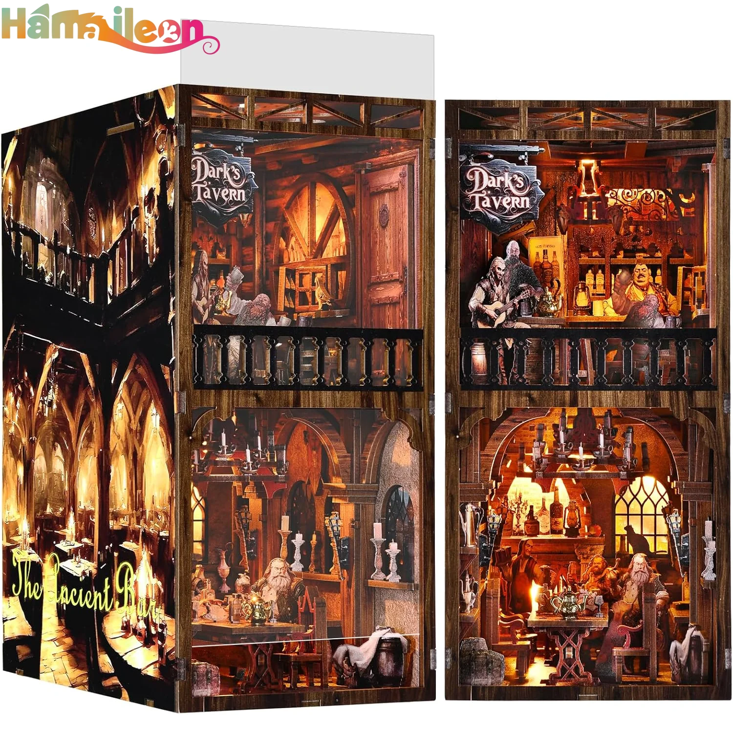 Hamaileon DIY Book Nook Kit 3D деревянная головоломка кукольный домик Booknook Подставка для книг, миниатюрная модель здания Книжная полка (Темная таверна)
Hamaileon DIY Book Nook Kit 3D деревянная головоломка кукольный домик Booknook Подставка для книг, миниатюрная модель здания Книжная полка (Темная таверна)